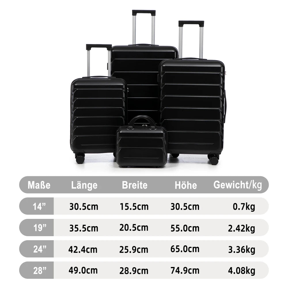 Ensemble de valises de voyage 14, 19, 24 et 28 pouces