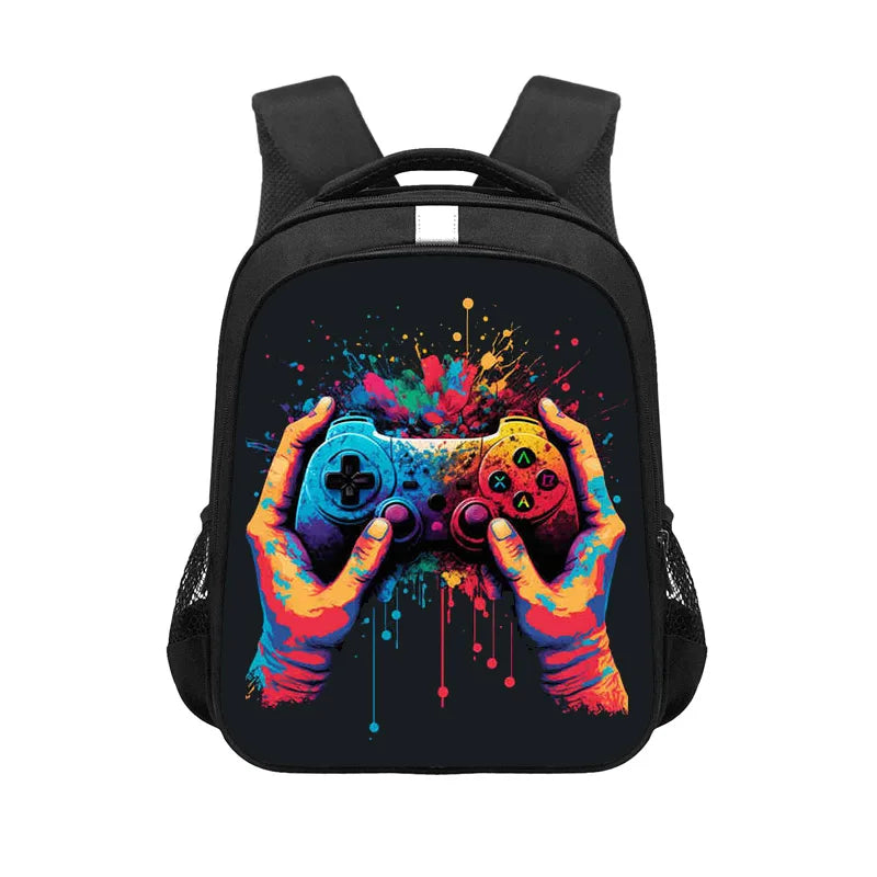 Sac à dos imprimé manettes de jeu drôles, contrôleur de jeu vidéo, sac d'école pour adolescents, sac à dos pour ordinateur portable Gamer, sacs de livre pour enfants, cadeau