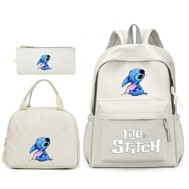 Sac à dos Lilo Stitch avec sac à lunch pour femmes et adolescents, sacs d'école pour étudiants, sac de voyage à la mode, ensembles pour adolescents, 3 pièces