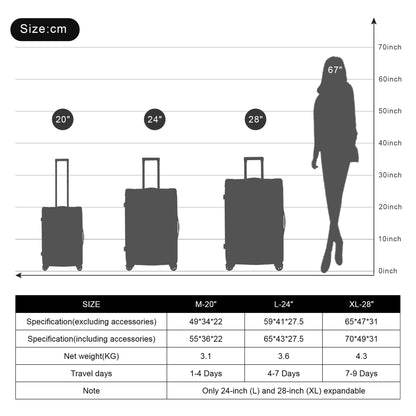 Valise à 4 rouleaux avec serrure TSA