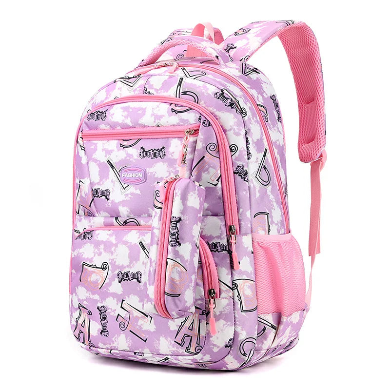 Sac à Dos d'École Primaire Orth4WD pour Enfant Fille, Cartable de Princesse violet