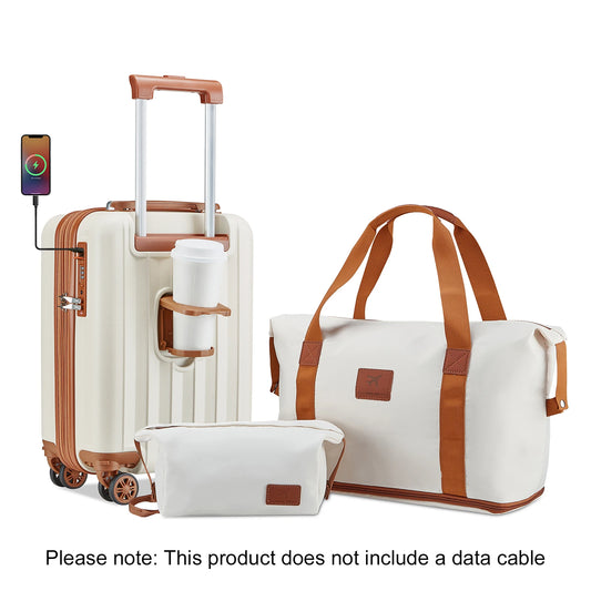 Ensemble de valises à main extensibles en ABS avec sac de voyage