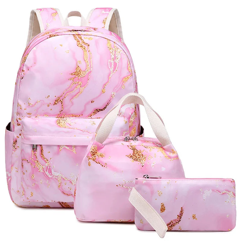 Sac d'école avec sac à déjeuner et trousse à crayons
