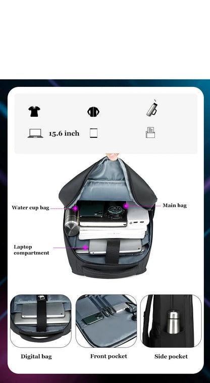 Sac à dos pour ordinateur portable avec écran LED pour homme et femme, sac à dos scolaire intelligent bricolage, voyage d'affaires, 15.6 pouces