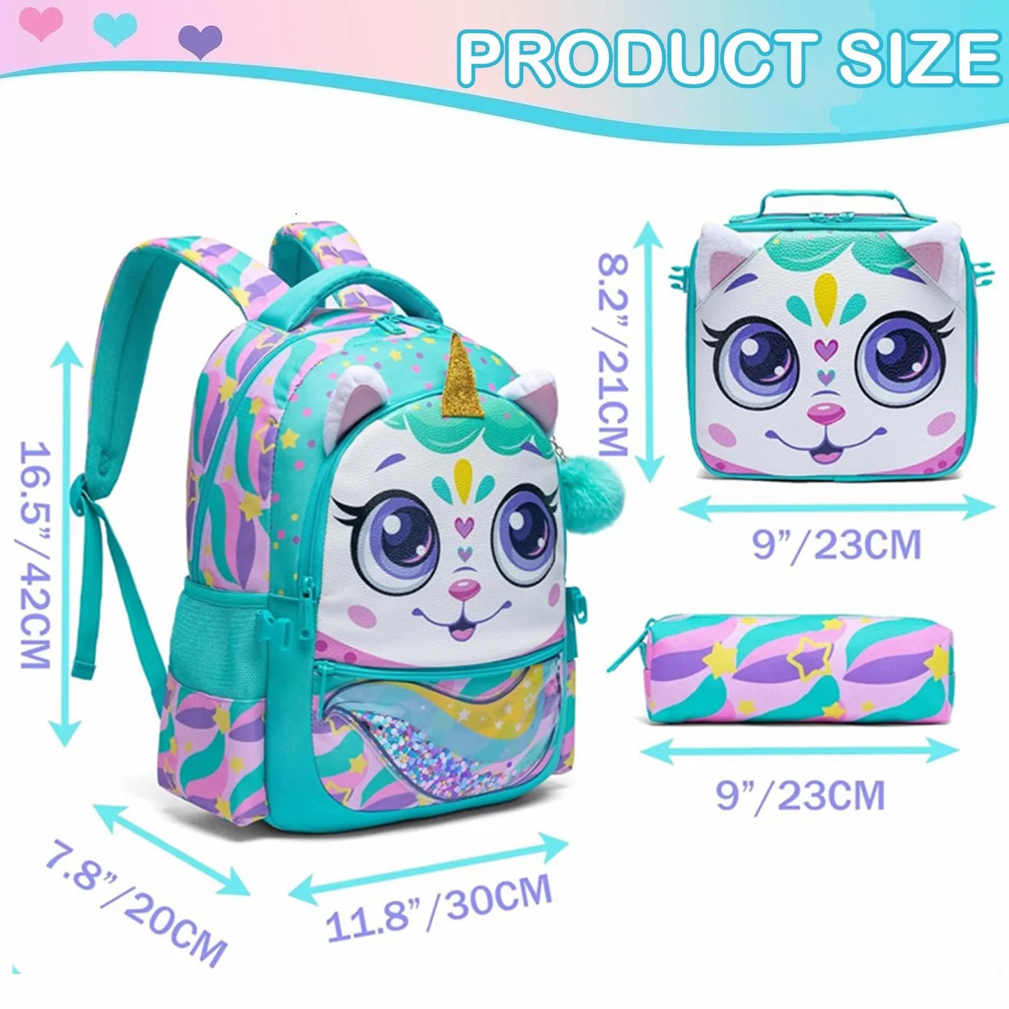 3 pièces pour enfants; sacs à dos mignon animal