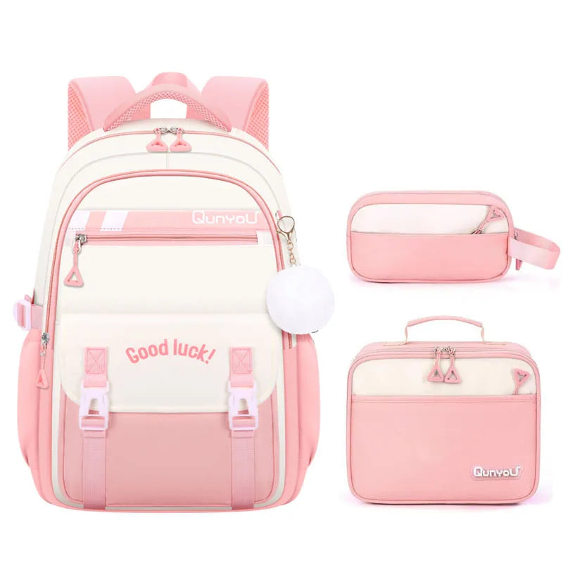 Sac à dos pour les filles avec boîte à déjeuner porte-crayon ensemble primaire