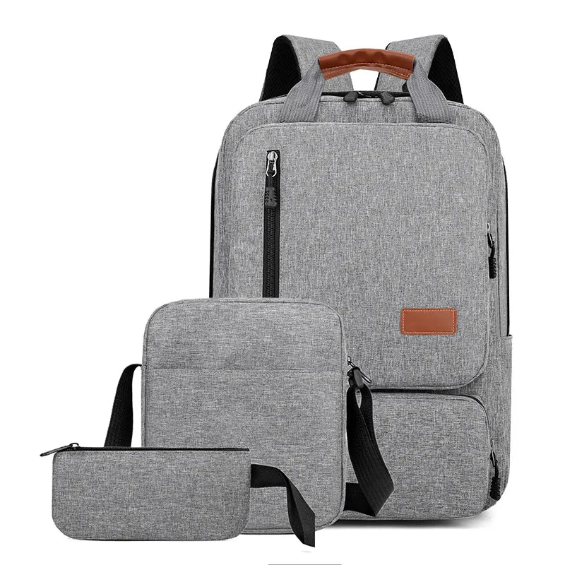 Sac à Dos gris de Lycée pour Adolescent Garçon, Cartable Étanche de Voyage pour Ordinateur Portable