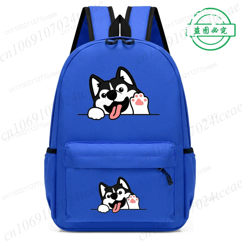 Sac à dos pour enfants avec dessin animé de chien Husky sibérien mignon