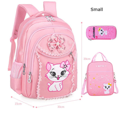 Sac à dos léger à motif de dessin animé pour enfants, sacs d'école pour filles, sac à dos pour enfants, chat doux