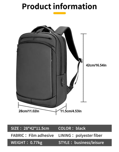 Quality PU Covered Backpack Black Gray