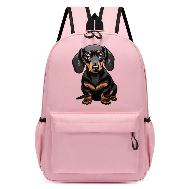 Sac à dos graphique de chien de teckel de dessin animé pour enfants, cartable d'étudiant de la maternelle, sac à dos pour enfants, mode, garçons, filles