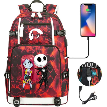 Sac à Dos The Nightmare Before Christmas pour Enfant, Cartable, Grande Capacité, Ordinateur Portable, Étanche, Multifonction, Chargement USB, Halloween