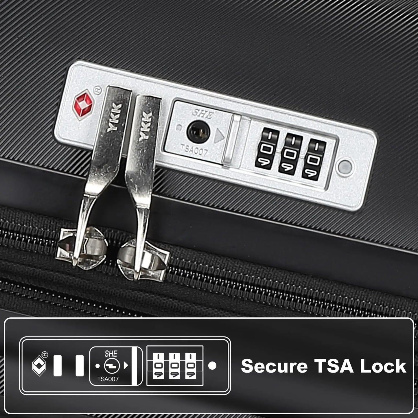 Lightweight expandable hard-shell suitcase with TSA lock
