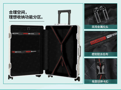 Universal rolling suitcase with aluminum frame