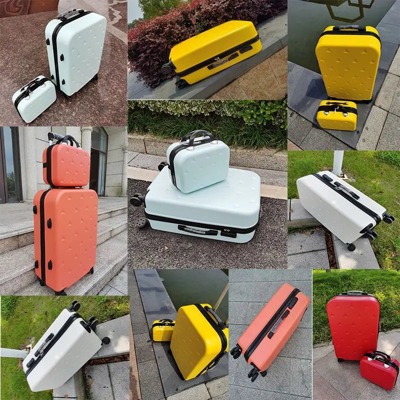 Rolling travel suitcase, cabin cosmetic luggage for women on mute wheels