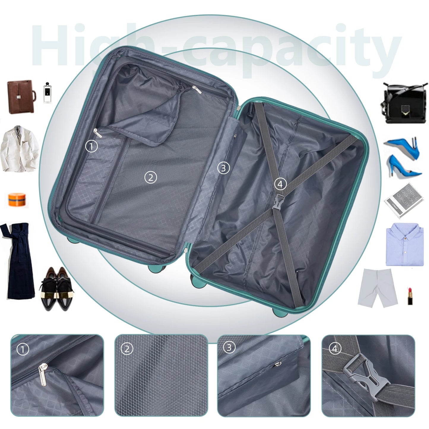 Ensembles de bagages 6 pièces avec sacs de voyage
