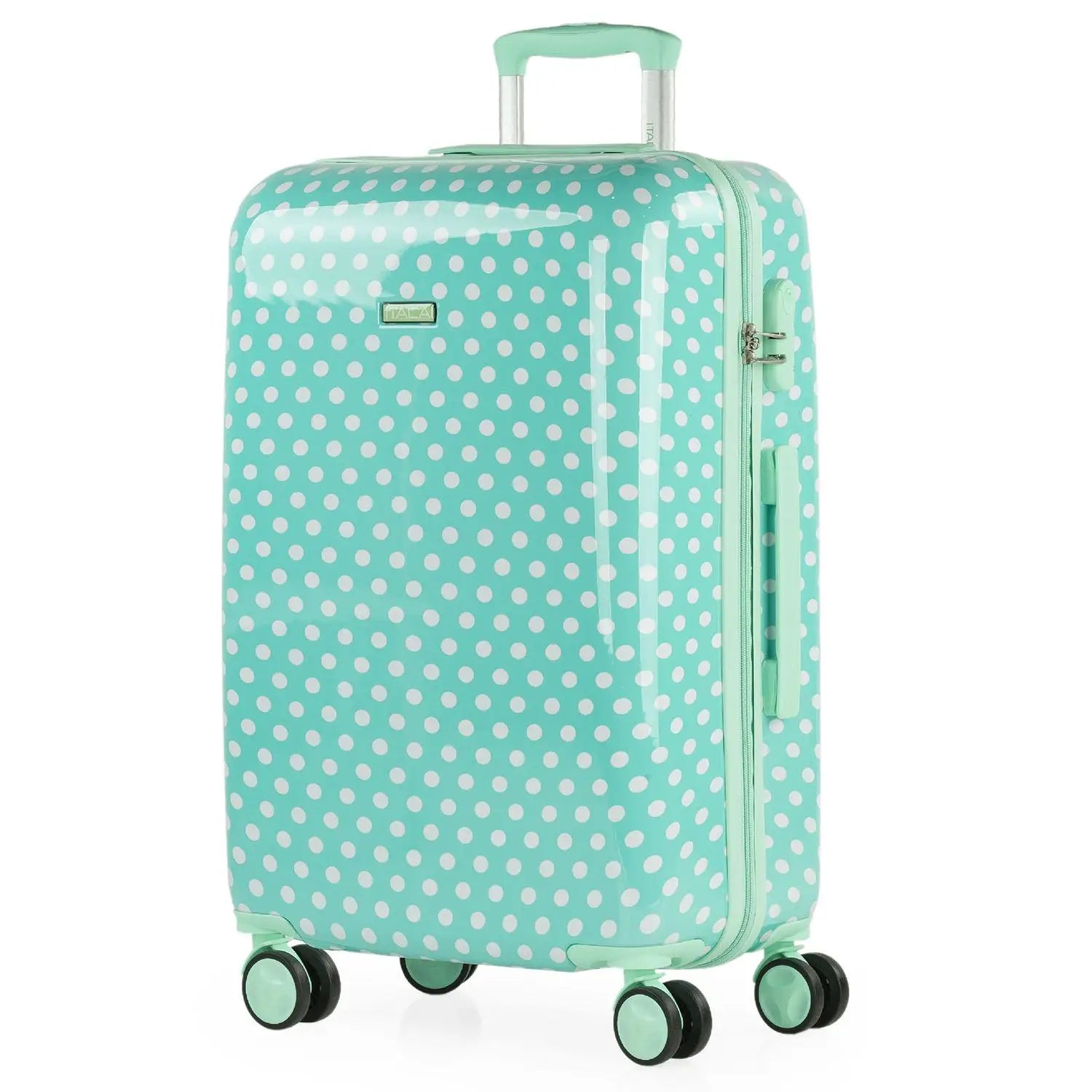 Valise de voyage modèle Stars pour jeune enfant, fille, 4 roues, polycarbonate moyen verte