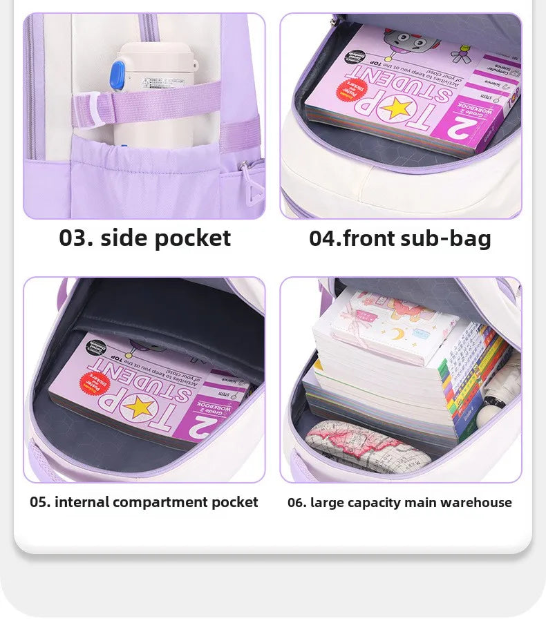 Sac à dos pour les filles avec boîte à déjeuner porte-crayon ensemble primaire