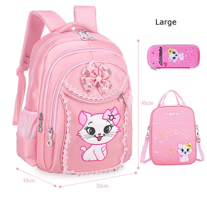 Sac à dos léger à motif de dessin animé pour enfants, sacs d'école pour filles, sac à dos pour enfants, chat doux