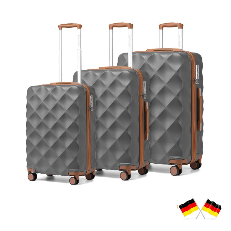 Ensemble de valise 3 pièces British Traveler, coque rigide légère, 4 roues tournantes, serrure TSA, valise d'enregistrement 20 "24" 28"