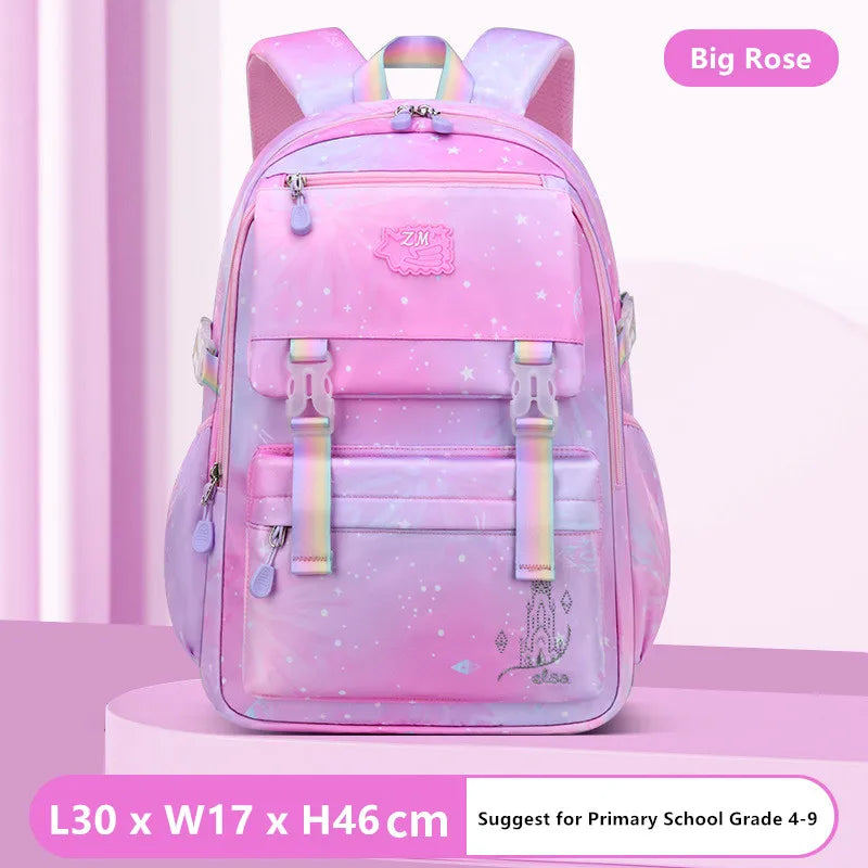 Sacs d'école imperméables pour enfants, cartable violet et rose pour filles, SR, grande capacité, étudiant du primaire