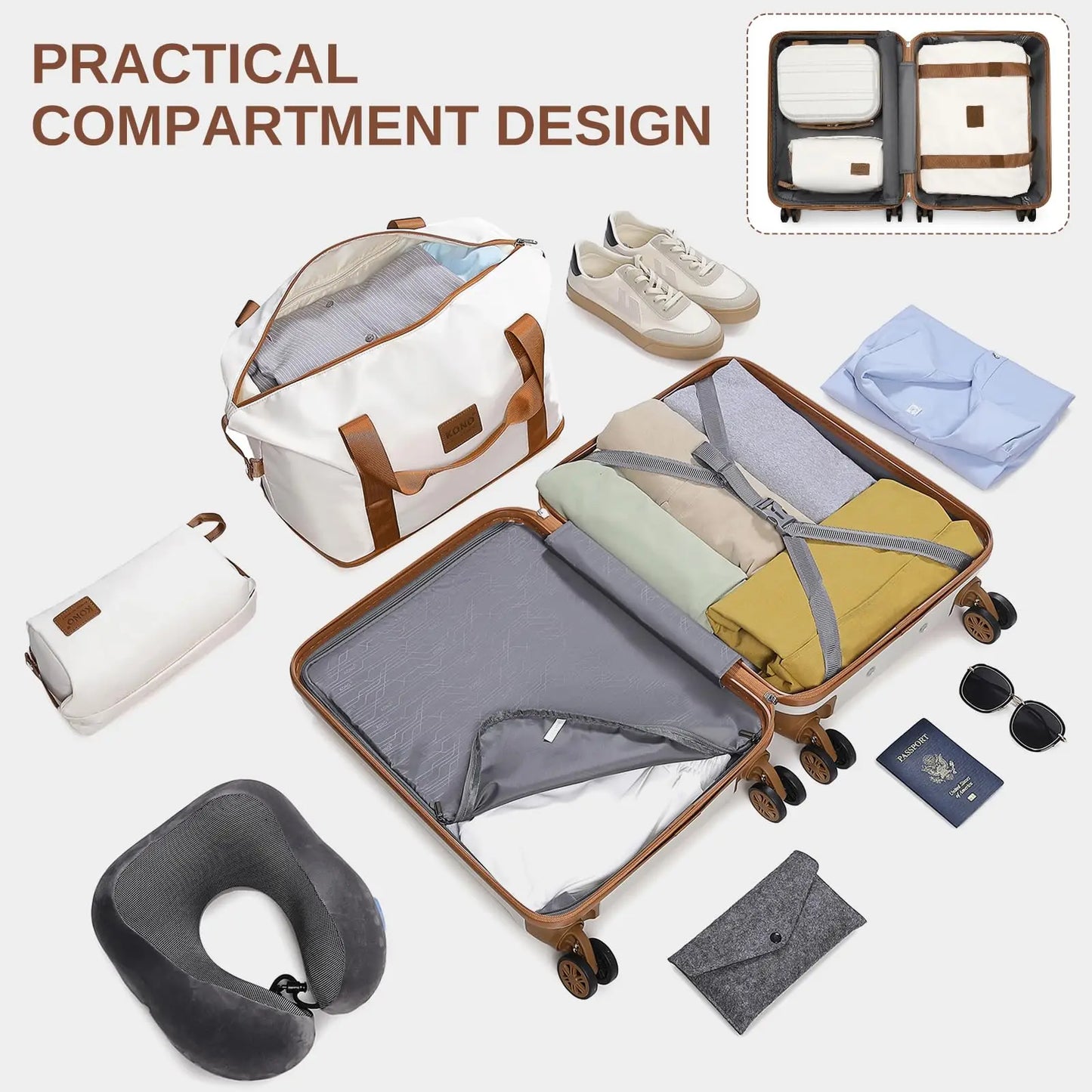 Valise trolley ABS (2/4/6 pièces) – Coque rigide légère