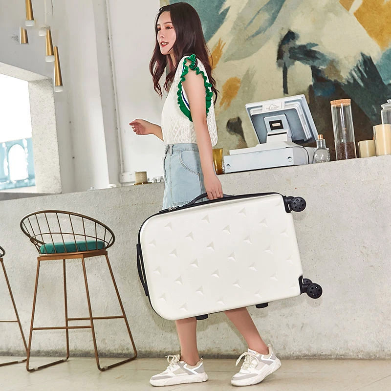 Rolling travel suitcase, cabin cosmetic luggage for women on mute wheels