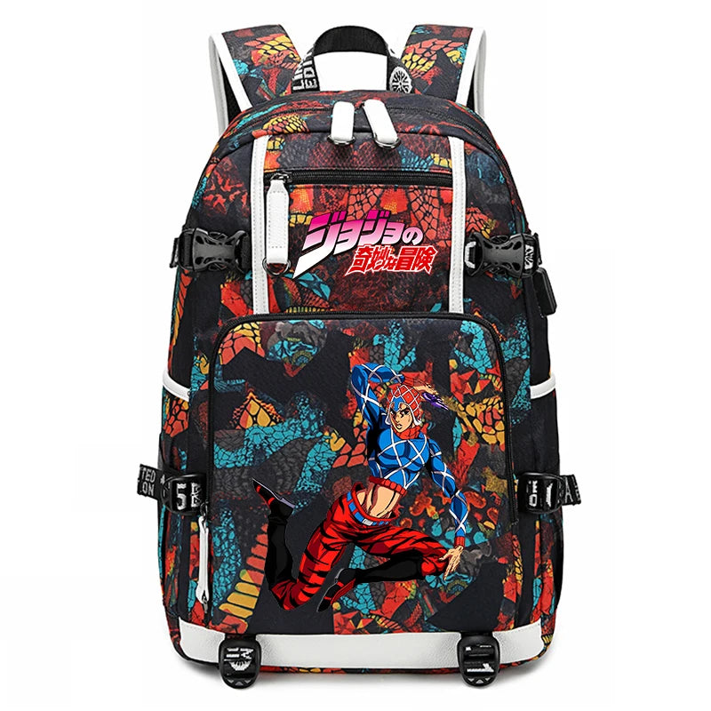 Jojo Bizarre Adventure Anime Sac à dos pour jeunes, cartable étudiant, sac de voyage grande capacité, cadeau de rentrée scolaire pour enfants