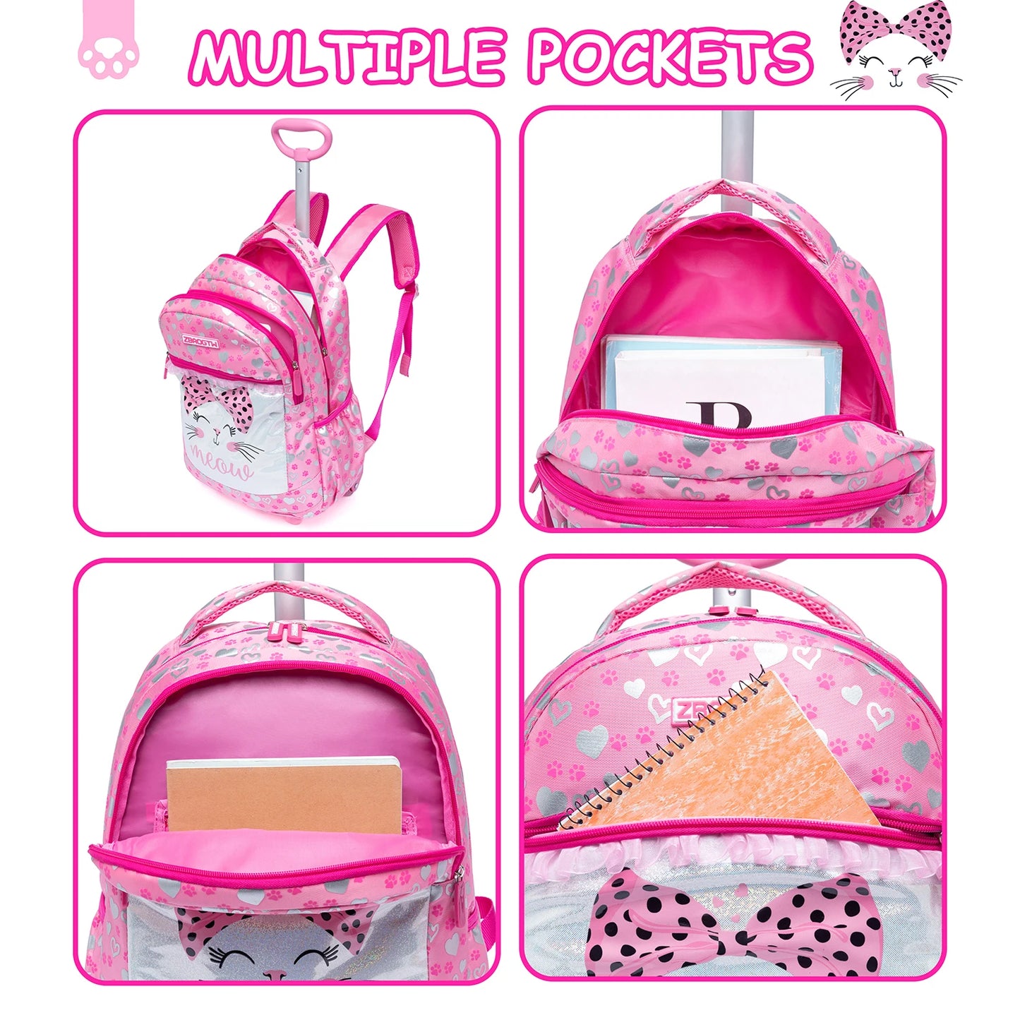 Rolling backpack for elementary school students