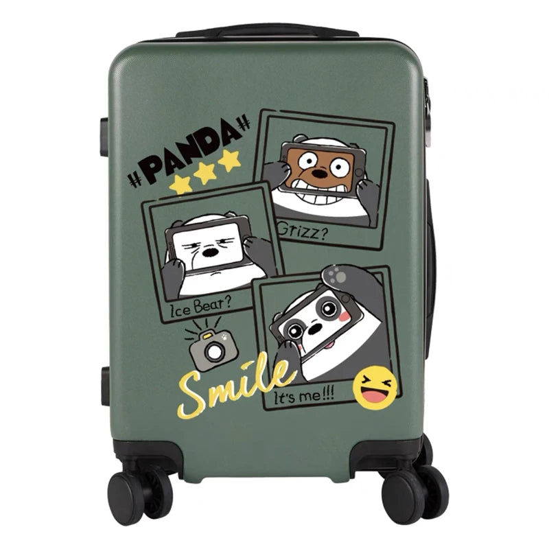 Valise de dessin animé verte panda