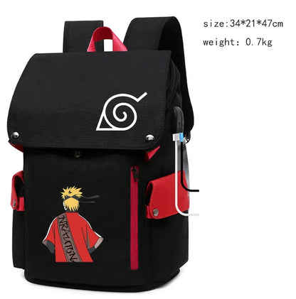 Nauto Anime Sac à dos d'école de grande capacité, sac à dos de sport, épaule à fermeture éclair éclaircissante, sac d'extérieur, accessoires de mode manga taille