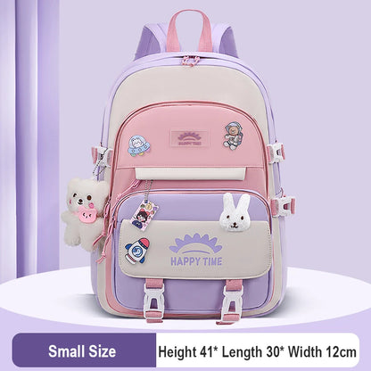 Sac à dos en nylon multi-poches de grande capacité pour femme, sac d'école pour fille, sac à dos pour ordinateur portable, livre, mignon, Ins, junior, lycéen petit