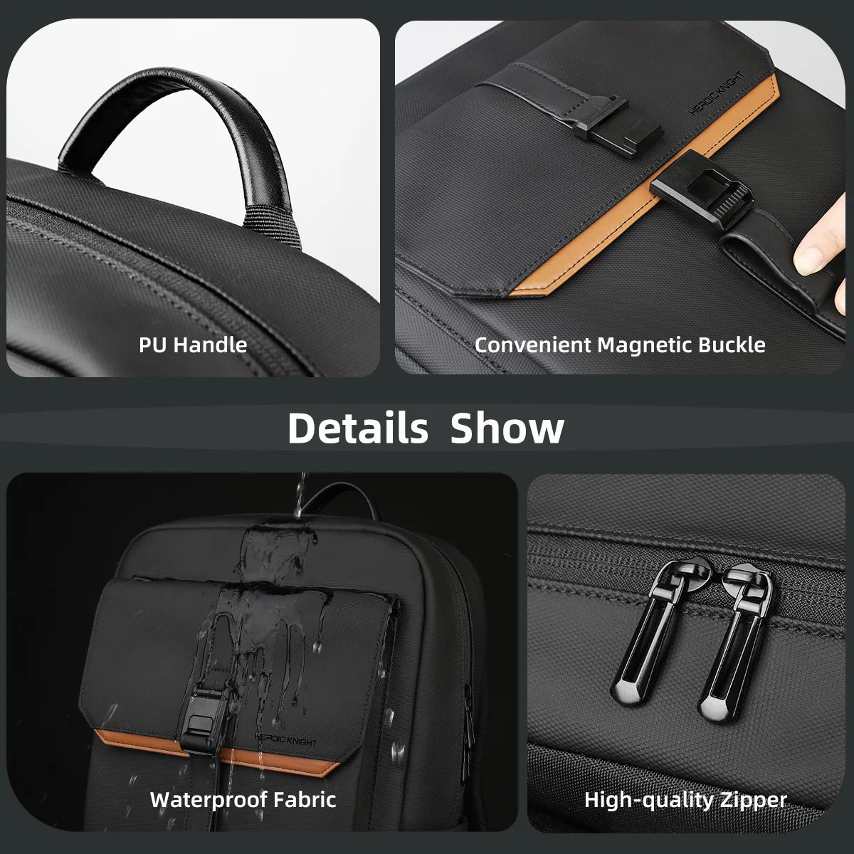 Sac à dos d'affaires élégant, étanche, pour ordinateur portable