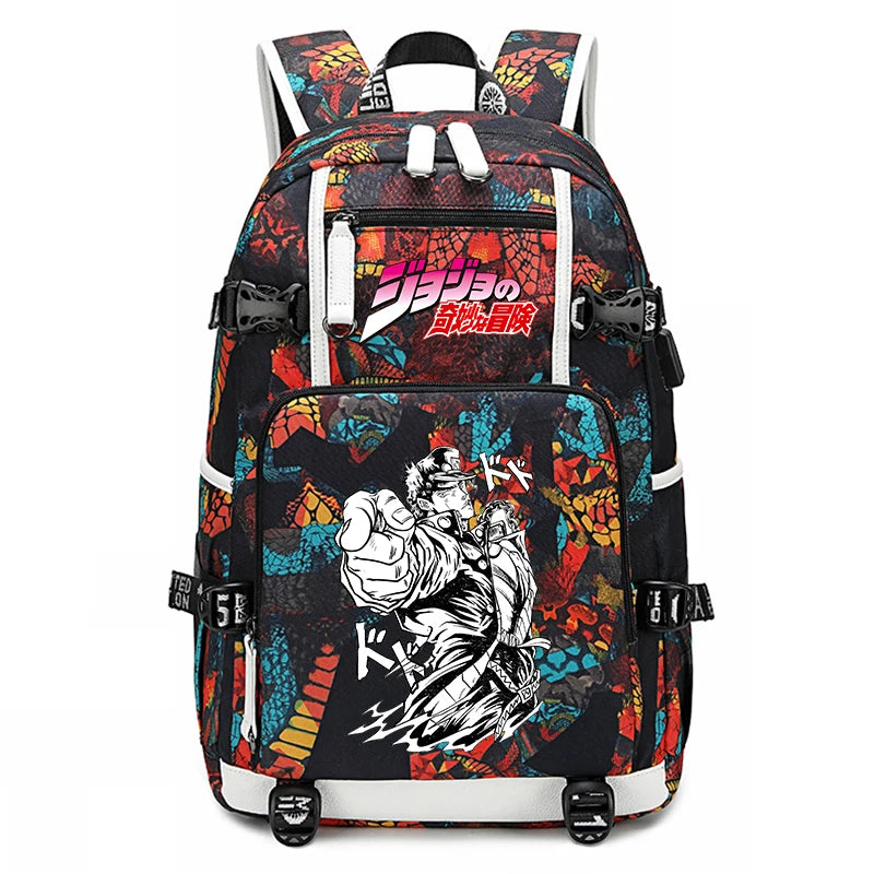 Jojo Bizarre Adventure Anime Sac à dos pour jeunes, cartable étudiant, sac de voyage grande capacité, cadeau de rentrée scolaire pour enfants