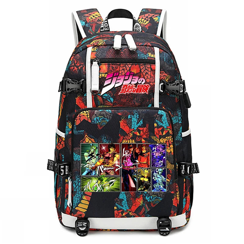 Jojo Bizarre Adventure Anime Sac à dos pour jeunes, cartable étudiant, sac de voyage grande capacité, cadeau de rentrée scolaire pour enfants