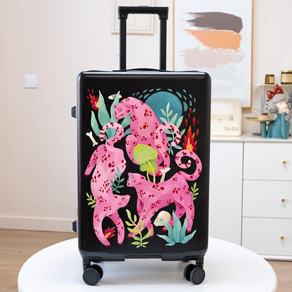 Valise à roulettes artistique