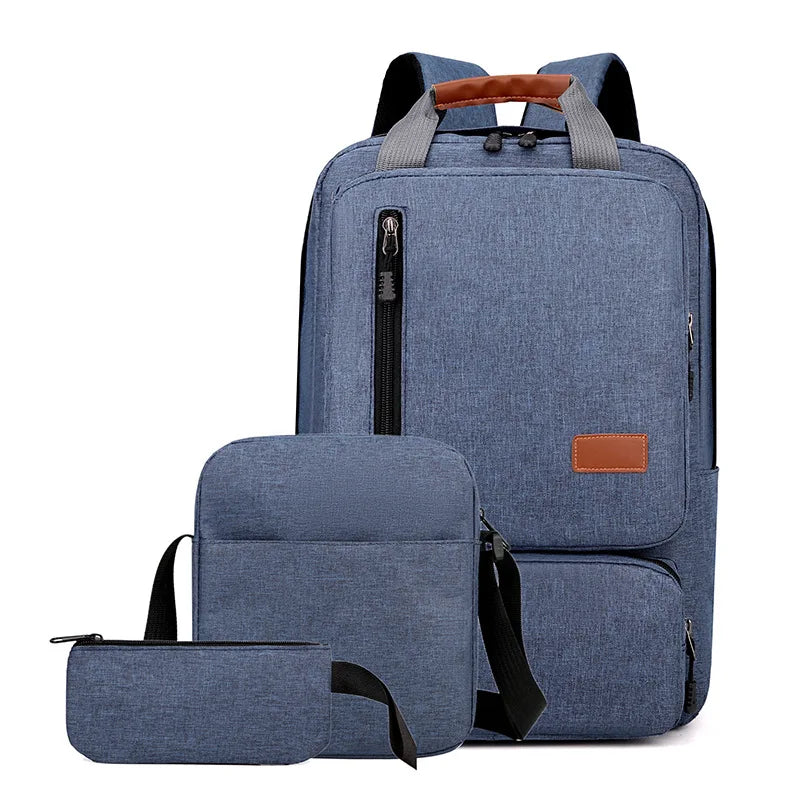 Sac à Dos bleu de Lycée pour Adolescent Garçon, Cartable Étanche de Voyage pour Ordinateur Portable 