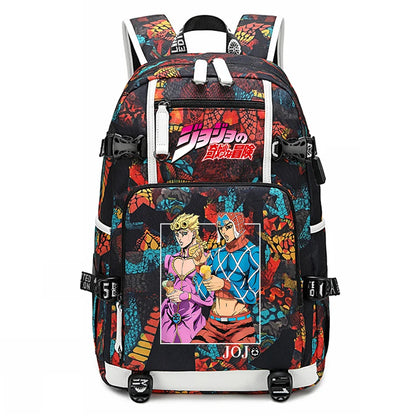 Jojo Bizarre Adventure Anime Sac à dos pour jeunes, cartable étudiant, sac de voyage grande capacité, cadeau de rentrée scolaire pour enfants