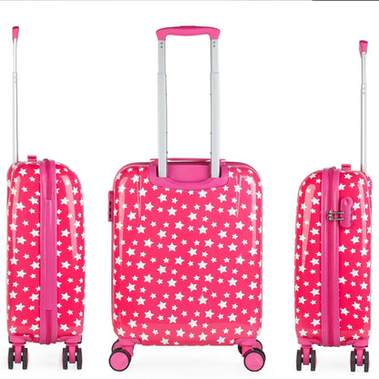 Valise de voyage modèle Stars pour jeune enfant, fille, 4 roues, polycarbonate moyen