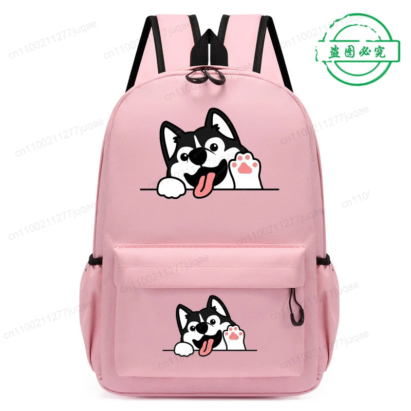 Sac à dos pour enfants avec dessin animé de chien Husky sibérien mignon