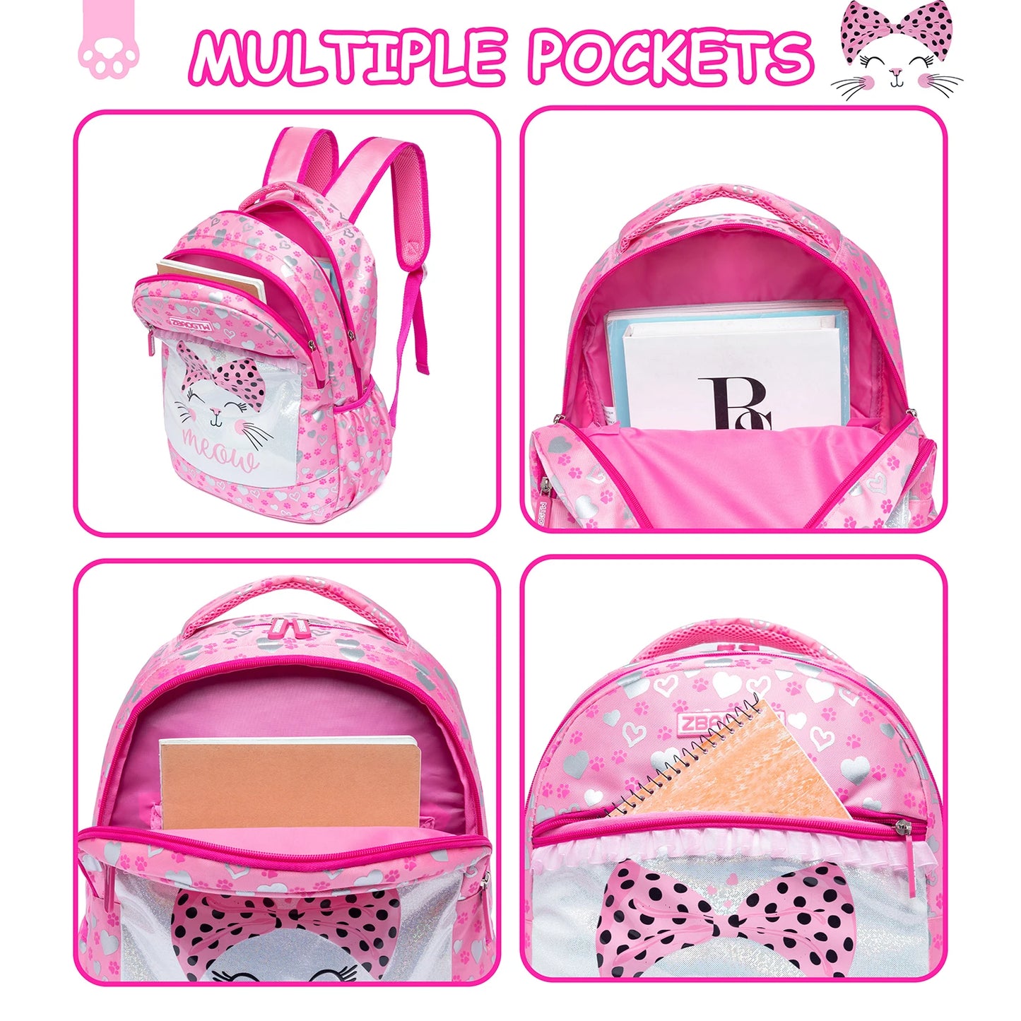 Cartable en cuir PU pour l'école primaire, sac à lunch et sac à stylo, 3 pièces