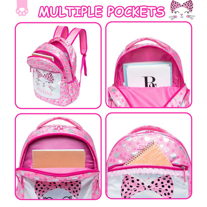 Cartable en cuir PU pour l'école primaire, sac à lunch et sac à stylo, 3 pièces