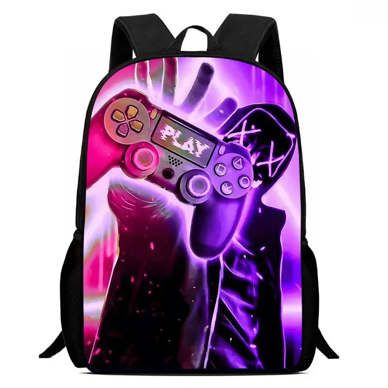 Sac à dos d'école, consoles de jeux de dessins animés