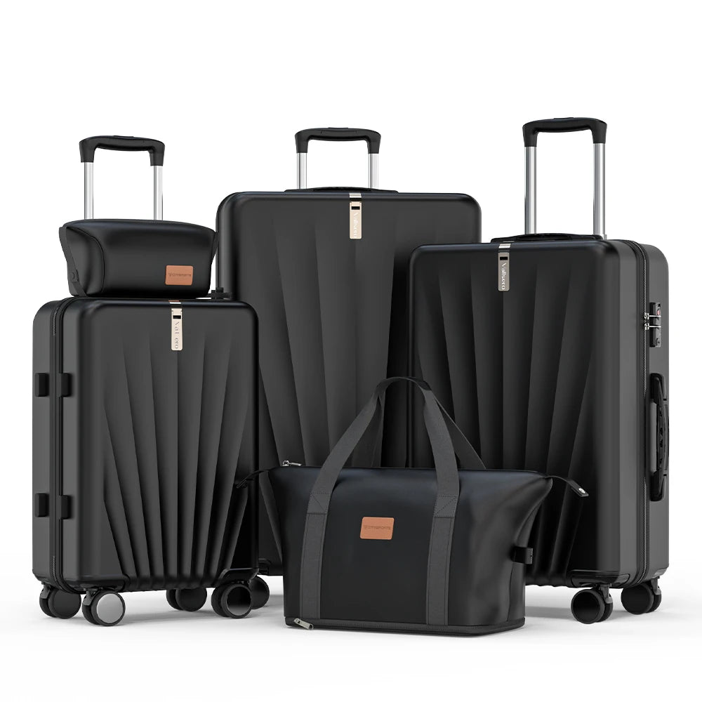 Ensemble de bagages de voyage ABS avec poignée télescopique, 5 pièces