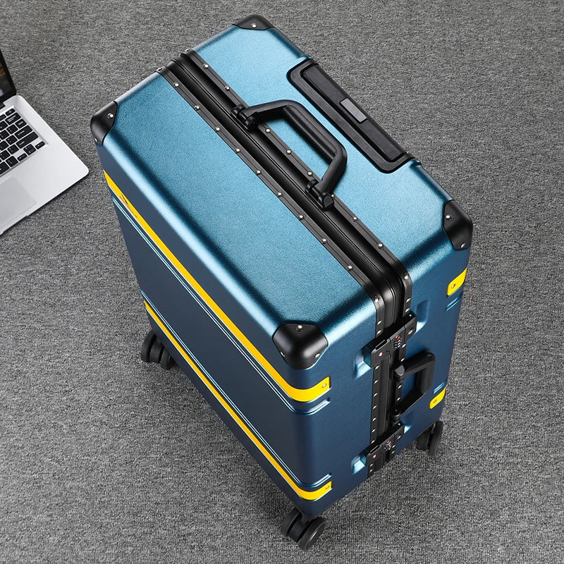 valise aluminium bleu