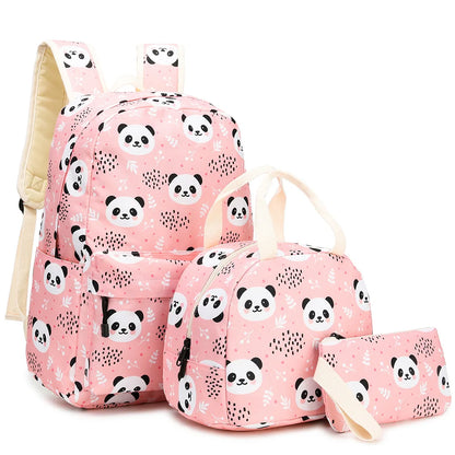Sac d'école à motif de Panda pour filles, 3 pièces