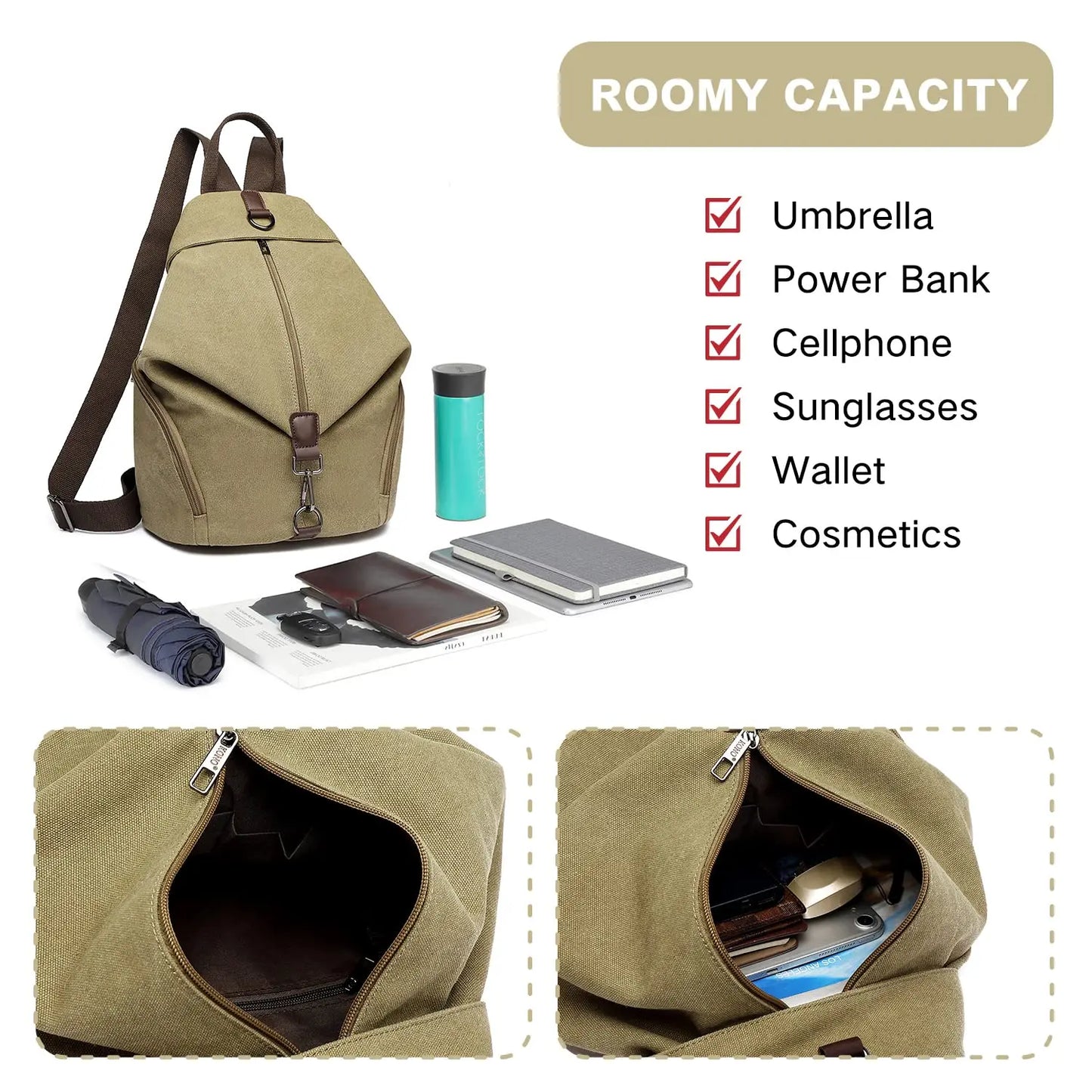 Canvas backpack for travel