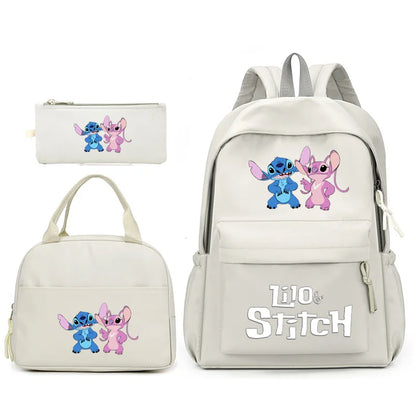 Sac à dos Lilo Stitch avec sac à lunch pour femmes et adolescents, sacs d'école pour étudiants, sac de voyage à la mode, ensembles pour adolescents, 3 pièces