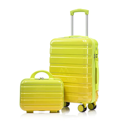 Valise à roulettes bicolore et sac de maquillage 14 pouces