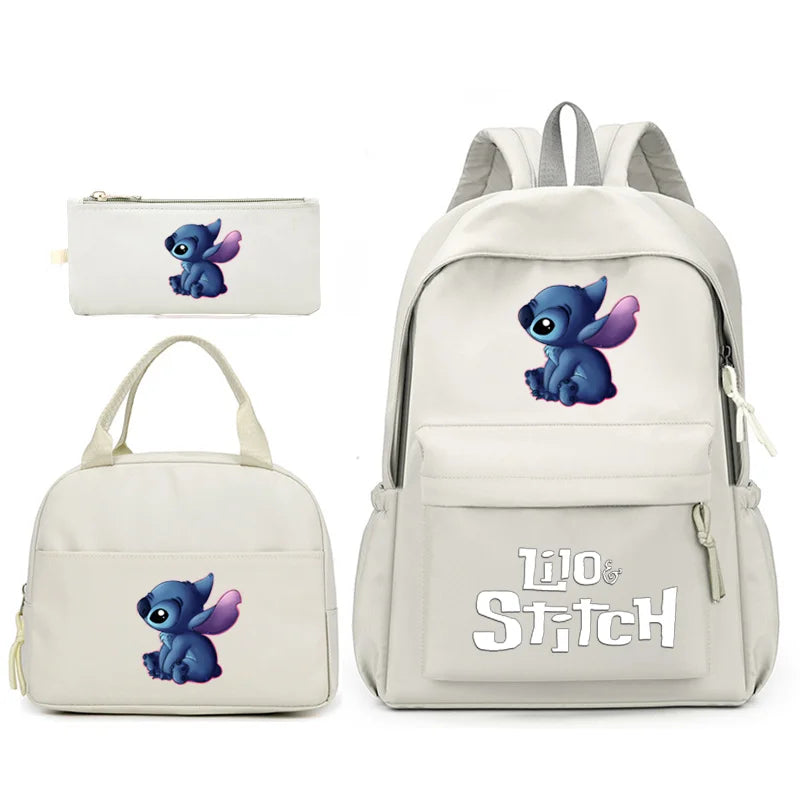 Sac à dos Lilo Stitch avec sac à lunch pour femmes et adolescents, sacs d'école pour étudiants, sac de voyage à la mode, ensembles pour adolescents, 3 pièces